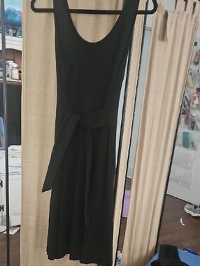 Apt 9 Classic Black Midi Sleeveless Tie-Waist Dress